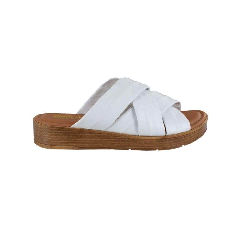 BELLA VITA Womens White 1/2" Platform Tor-italy Wedge Slide Sandals 11 M